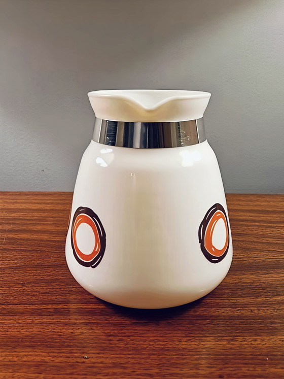 Image 1 of Vintage Mid-Century Porseleinen Schenkkan - Pop-Art Patroon - Made in Germany (Jaren '70)