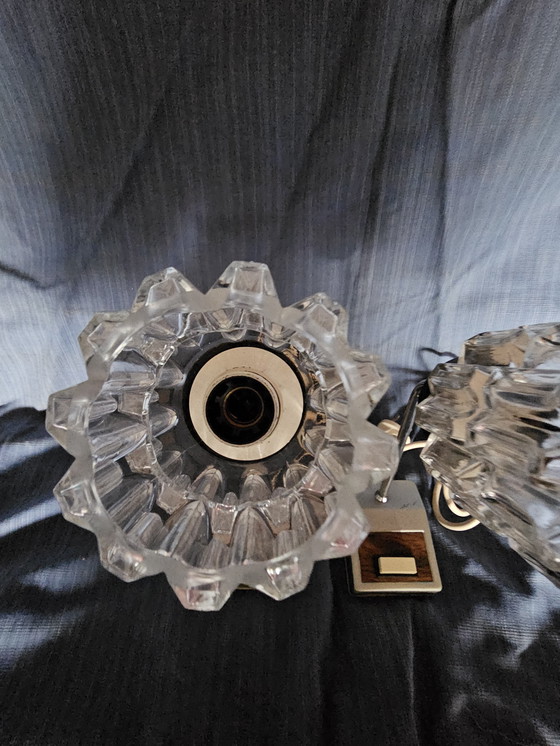 Image 1 of Set Of 2 Vintage Table Lamps - Glass & Chrome - 1970s