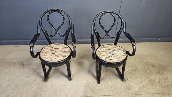 Image 1 of Paire de fauteuils à bascule Art nouveau, années 1900