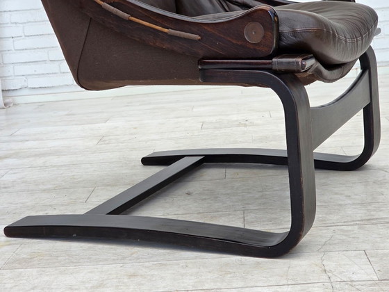 Image 1 of 1970s, Swedish design by Åke Fribytter, armchair, furniture leather.