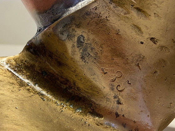 Antique Marine Three-Blade Boat Propeller Solid Bronze Early 1900s Collector, Decorative Objects, Gold (photo 11 of 12)
