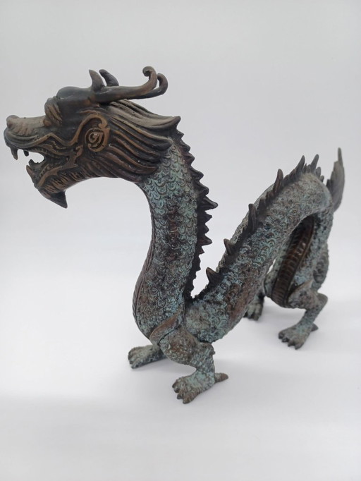 Paire de sculptures Dragons antique en bronze