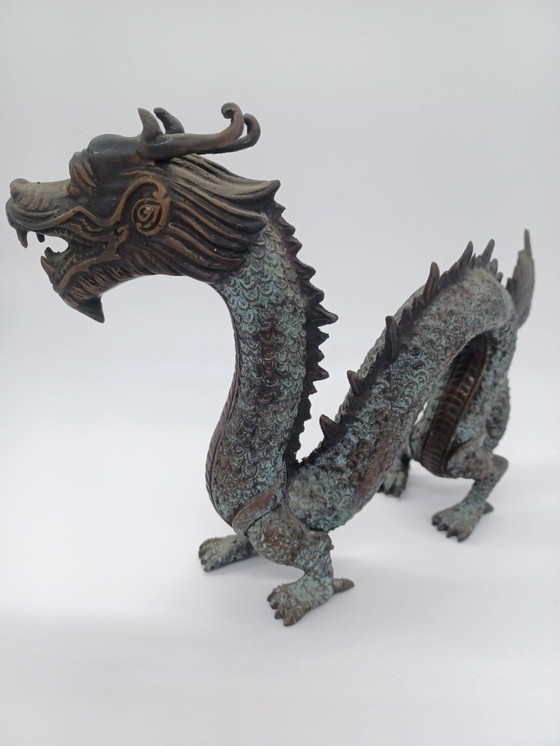Image 1 of Paire de sculptures Dragons antique en bronze