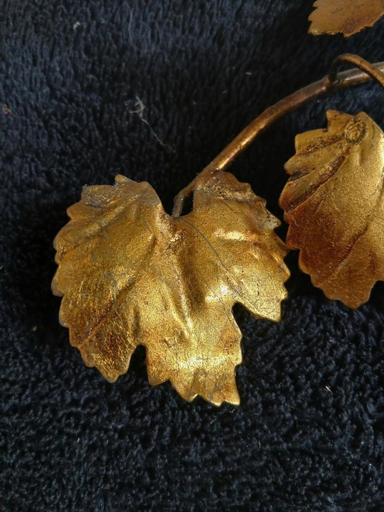 Image 1 of Splendid vintage wall sconces in gilded iron with a grape and vine design from Italy
