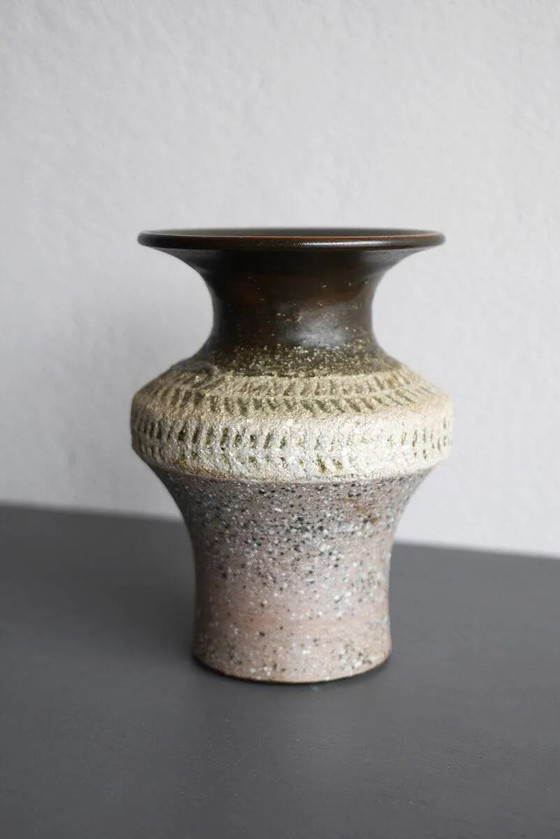 Image 1 of Brutalist ceramic vase in Scandinavian modernist style from the mid-century by Thomas Hellström for Nittsjö, Sweden.