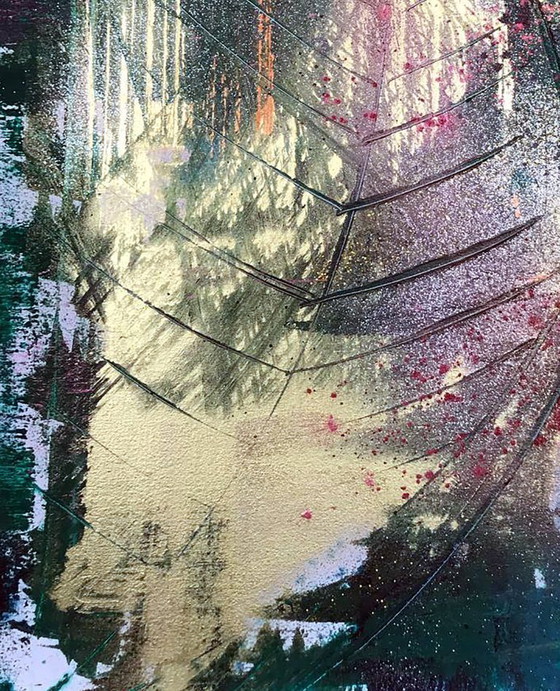 Image 1 of Original Acrylic Painting Abstract Expressionism Golden Leaf