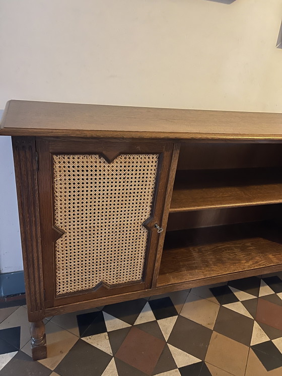 Pander & Zonen Vintage Sideboard / Dresser with Rattan Doors – Approx. 1940s – Pander en Zonen, Wood (photo 4 of 10)