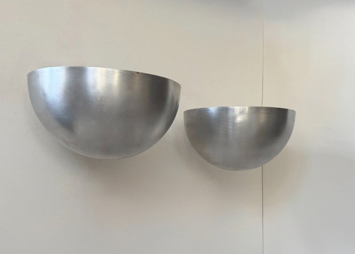 Paire d'appliques XL vintage, métal brossé, Italie, 1970