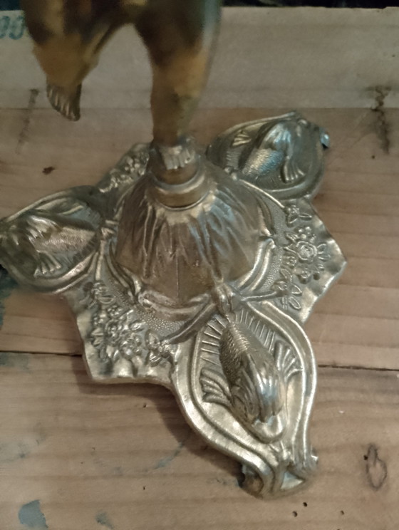Image 1 of Baroque style candelabra in solid brass with cherub and putti design, 5 lights, Louis XV style