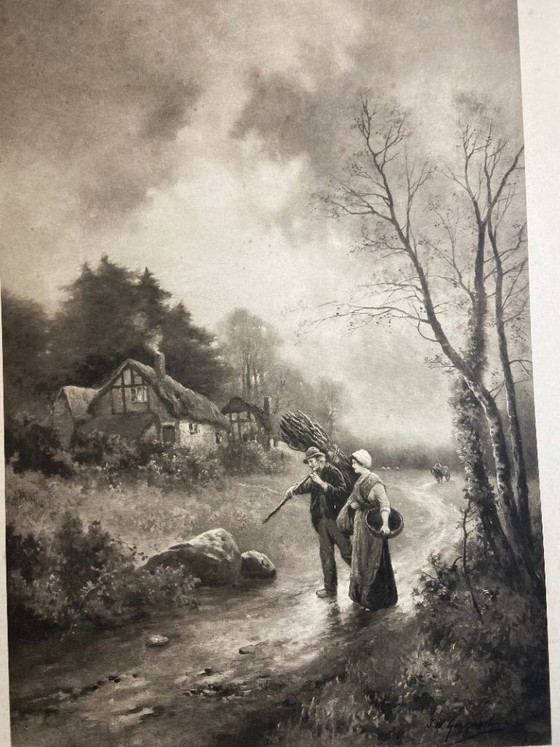 Image 1 of Lithograph by James Walter Gozzard, London, 1910. Framed on blackened wood.