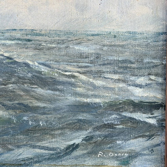 53x63 cm Antico Dipinto a Olio Marino R. Doorn | Arte Murale Esclusiva | ca. 1920 – Dipinti e disegni, Wood (photo 3 of 5)