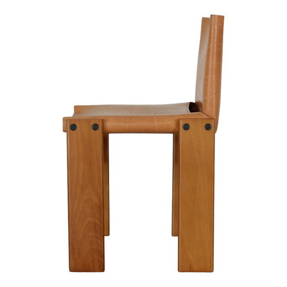 Image 1 of 6x buffalo leather monk chairs by Afra and Tobia Scarpa for Molteni, Italy, 1973