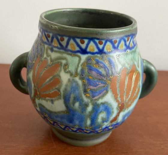 Image 1 of Pottery Factory South Holland - Pottery vase decorated with Crocus