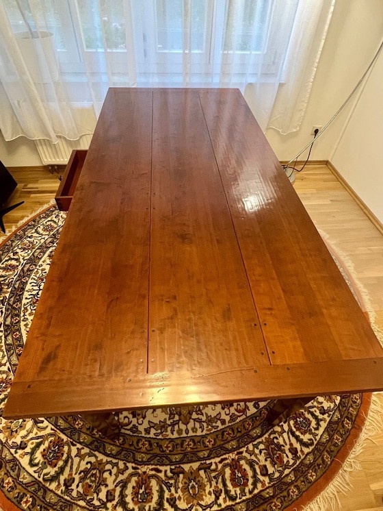 Image 1 of Gründerzeit-style dining table from the 1960s, made of solid cherry wood, Mid Century, excellent condition
