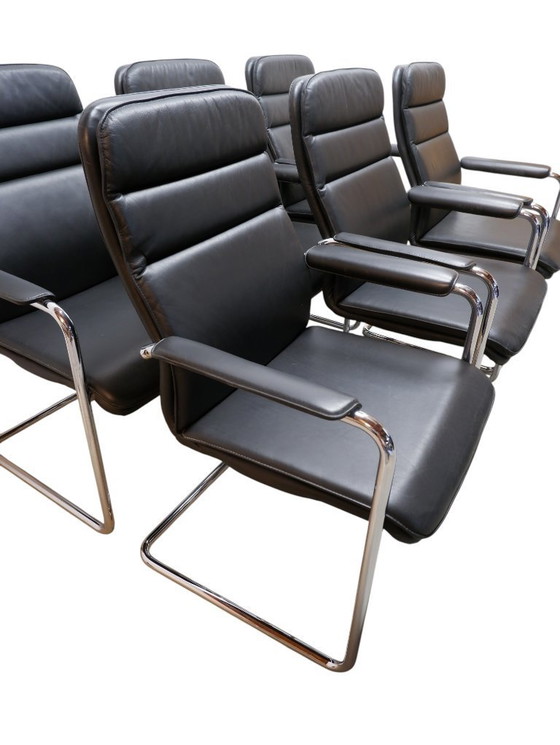 Image 1 of Set van 6 leren Thonet stoelen