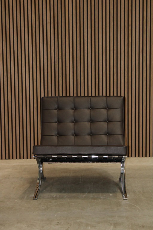Knoll Barcelona stoel - Volo leer chocoladebruin