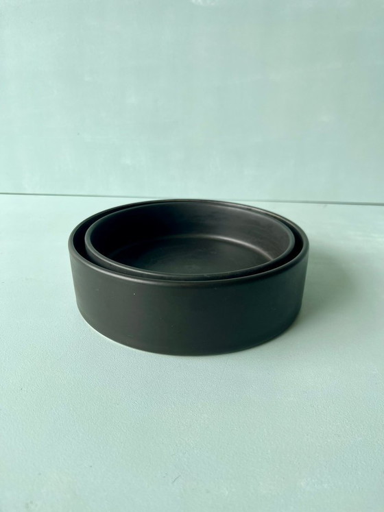 Image 1 of 2x Melitta kom zwart midcentury vintage kom bord keramiek postmodern