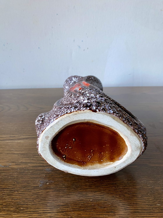 Image 1 of Gran jarrón de cerámica con esmalte fatlava de Vallauris, Francia, década de 1950