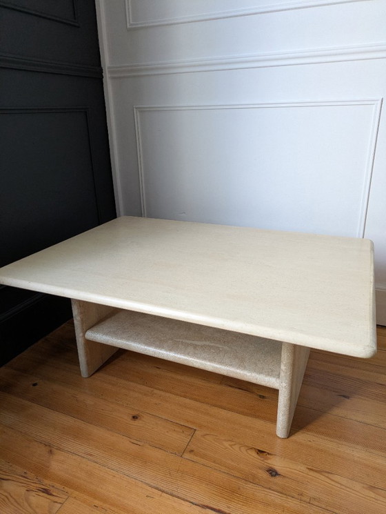 Image 1 of Tavolino da caffè vintage in travertino italiano