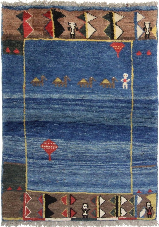 Original Perserteppich Gabbeh Ghashghai Orientteppich 142 cm x 99 cm Alt Natur