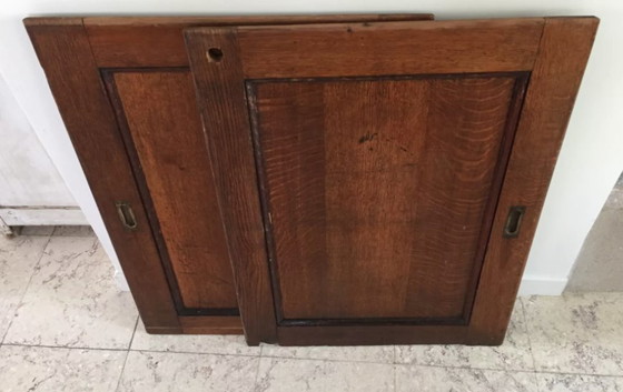 Image 1 of Pair of Vintage Oak Sliding Doors France