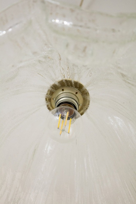 Image 1 of 70s textured glass Massive pendant lamp