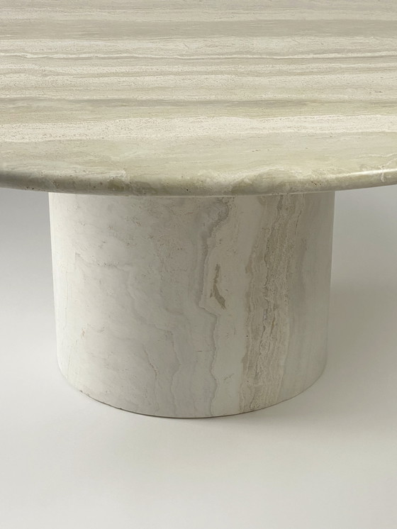 Image 1 of Table basse ronde en travertin Up&Up, 1970s