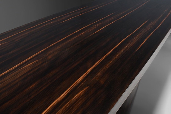 Image 1 of Excepcional consola/bifurcador de ambientes de madera de zebrano/cebrano, fabricado en Italia, década de 1970