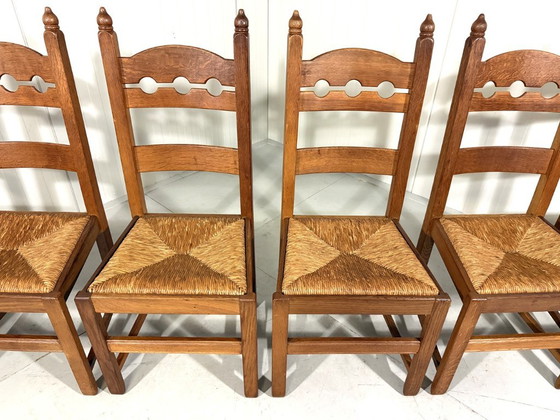 Rustieke Eiken Razor Back Eetkamerstoelen 1960’s – Wicker (photo 5 of 18)