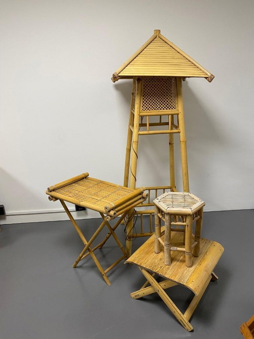 Vintage Bamboo Lamp / Table / Tray / Stool