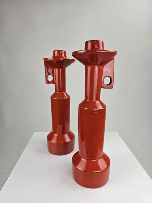Set of ceramic candlesticks Enzo Bioli for Il Picchio Italy 1970s