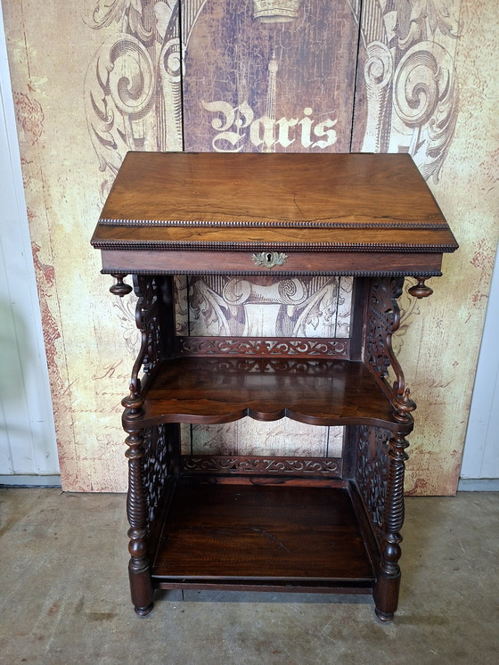 Image 1 of Antique lectern writing table secretary, beautiful carving Victorian style dimensions 58x37cm and 92cm high.