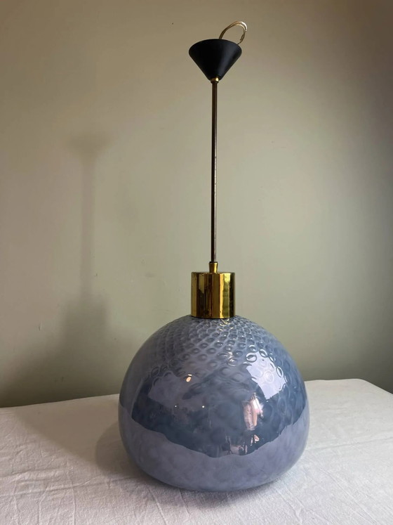 Suspension vintage en verre martelé bleu – Crystal, Glass (photo 2 of 11)