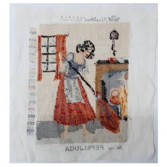 Image 1 of Vintage hand embroidered tapestry, Cinderella, gobelin, unframed
