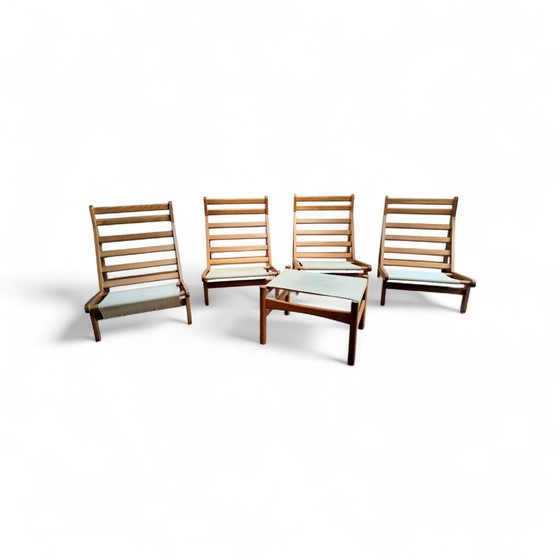 Image 1 of Set da salotto vintage danese (5 pezzi), sedie Rag di Bernt Petersen