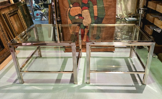 Image 1 of Pair of side tables or end tables, Maison Charles, France, circa 1970