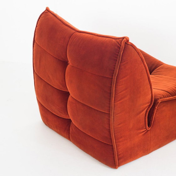 Fauteuil lounge vintage en velours. Distribué par Cinna. France, années 1980. – Velvet (photo 4 of 12)