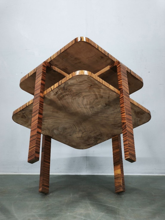 Tavolino da caffè Art Déco in noce a due livelli, anni '30, Cecoslovacchia – Tavolini da caffè, Wood (photo 2 of 12)