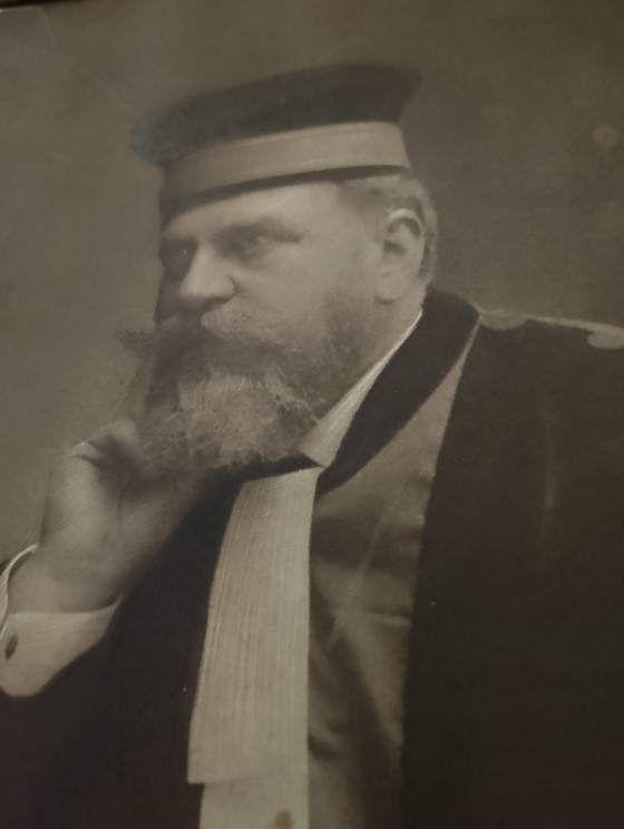 Image 1 of Photographie ancienne Léon bourgeois signé Geo Brunel rehaussé mine a plomb 1919