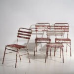 Antique red and white terrace chairs (c.1920). Set of 4 pieces – Garden chairs, Wood, Iron (photo 6 of 40)