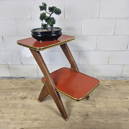 Vintage side table / plant table (Van Teeffelen style) Formica / beech wood (1960s / 60s)