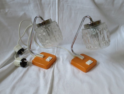 2 bedside lamps SAKÜ glass chrome orange