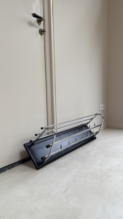 Vintage sixties chrome tube frame wall coat rack