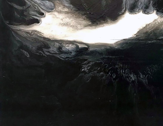 Original Acrylic Painting Abstract Expressionism Moon – Paintings & Drawings, Canvas (photo 4 of 7)