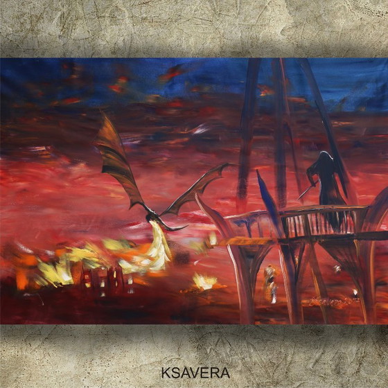 Image 1 of Dragon S053 - large Original Acrylic Painting