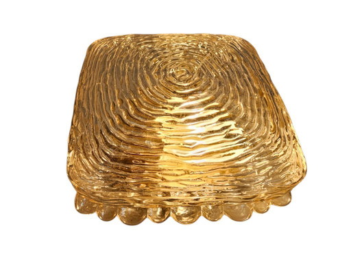 Glashütte Limburg - Bernstein - Deckenleuchte - Glas - Metall - 70er Jahre