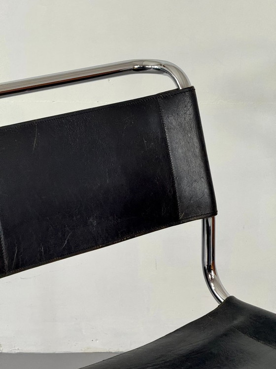 Thonet S33 Cantilever Chair by Mart Stam, Vintage black Leather / Chrome, Dining chairs, Mid Century Modern (photo 13 of 15)