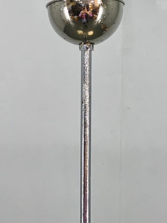 Image 1 of Tsjechische art-deco kroonluchter van chroom en glas, jaren 1930