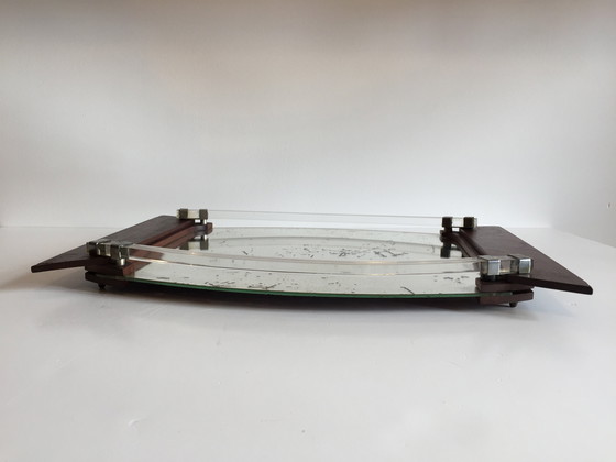 Image 1 of Specchio Art Déco e vassoio in legno Francia