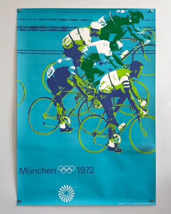 Image 1 of München 1972 – Cycling (Rennrad) – 1972 – Original Vintage Poster by Otl Aicher | Lithograph Plakat | 84.1 × 59.4 cm | Germany